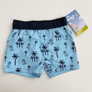 Bluey blue print swim trunks board shorts with liner